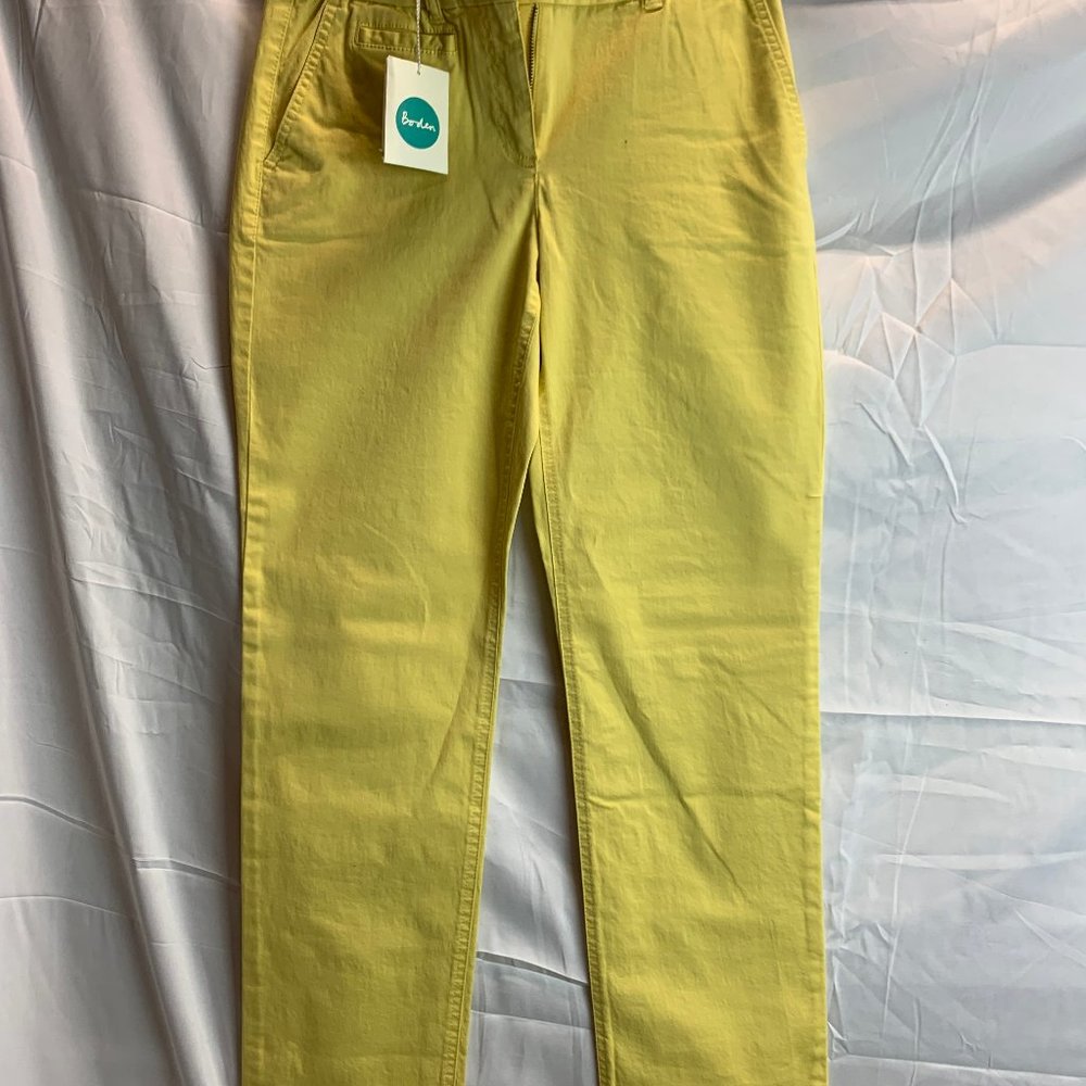 NWT Boden Pale Lemon Chino Pants Size 4 Long - Picture 2 of 9